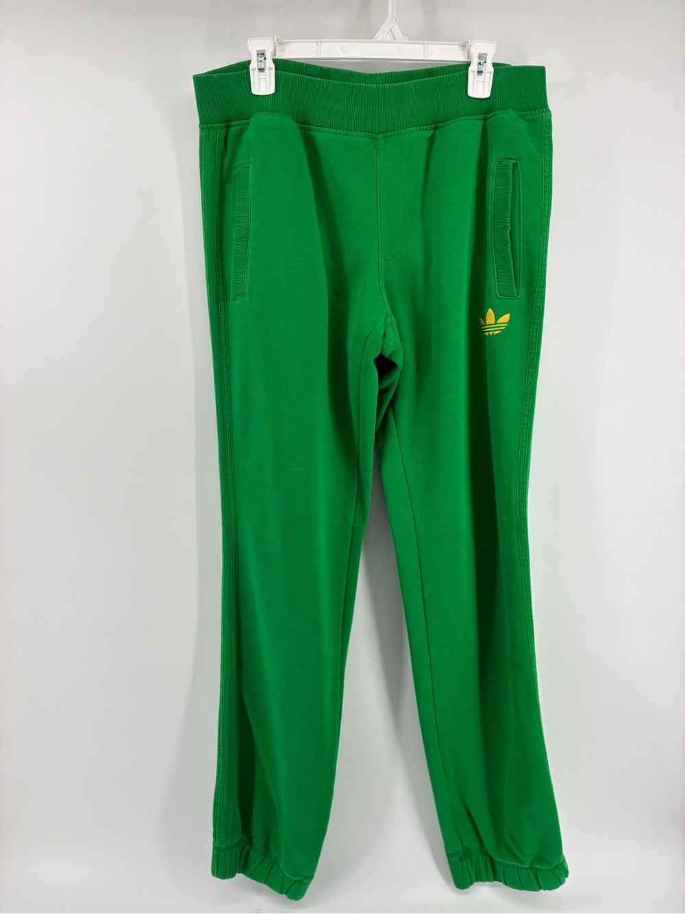 adidas Green Joggers with Yellow Trefoil